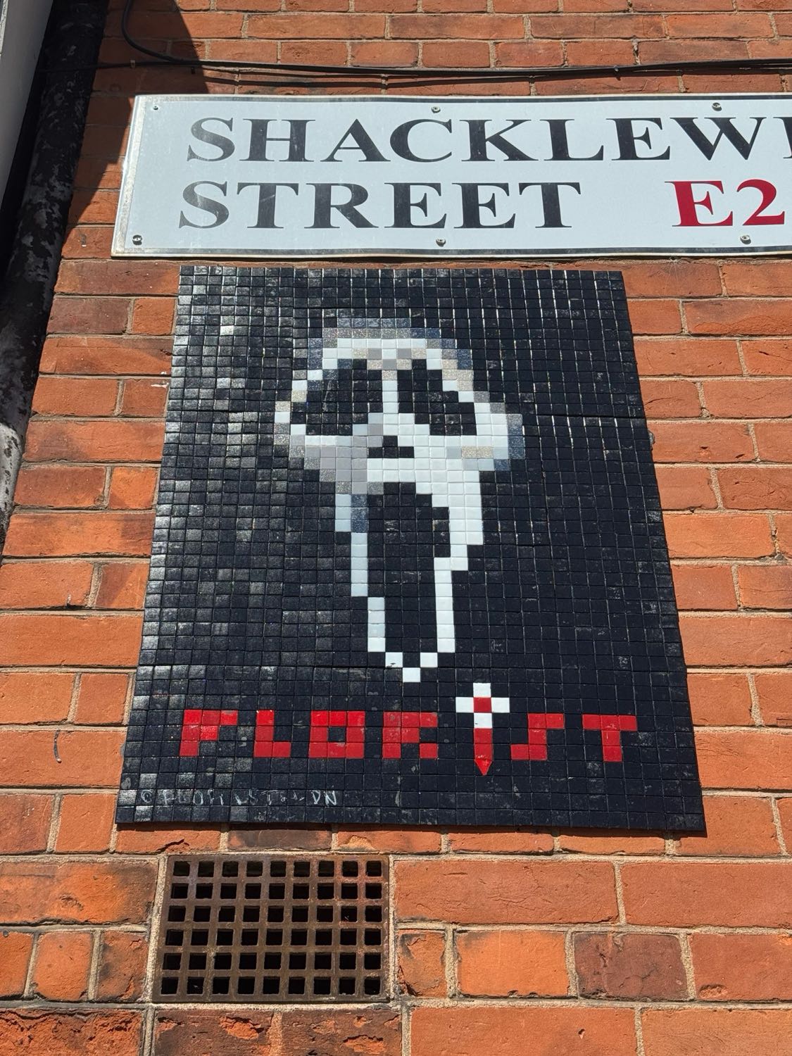Shacklewell Street / junction of Rhoda Street & Brick Lane mosaic artwork in London