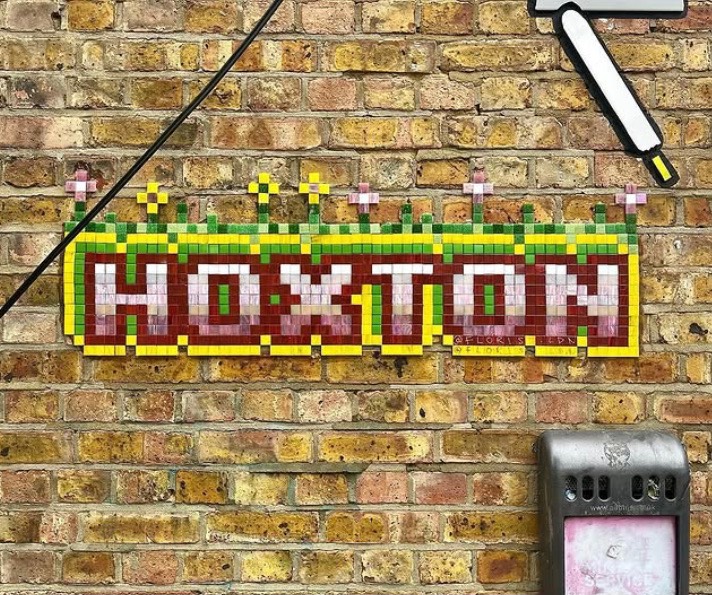 Ivy Street / Hoxton Street Market / Side of 'Best Kebab' mosaic artwork in London